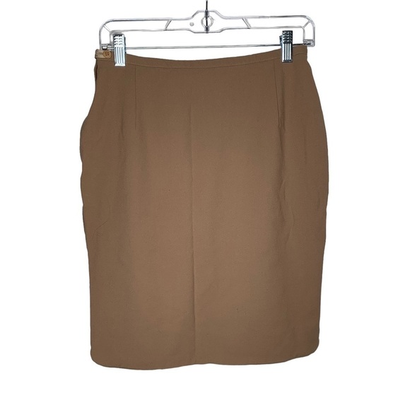 Giorgio Armani Pencil Skirt 48 Wool Tan Brown Lined Italy Waist 27” - Picture 4 of 5